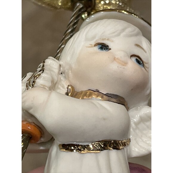 Porcelain Christmas Angel Ornament Hand Painted Holiday Decoration - Picture 11 of 12